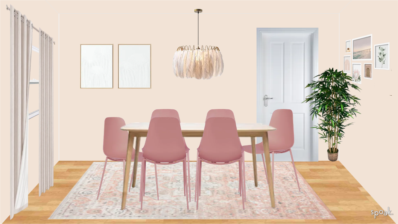 Boho Pink-Chic Dining Room Virtual Design