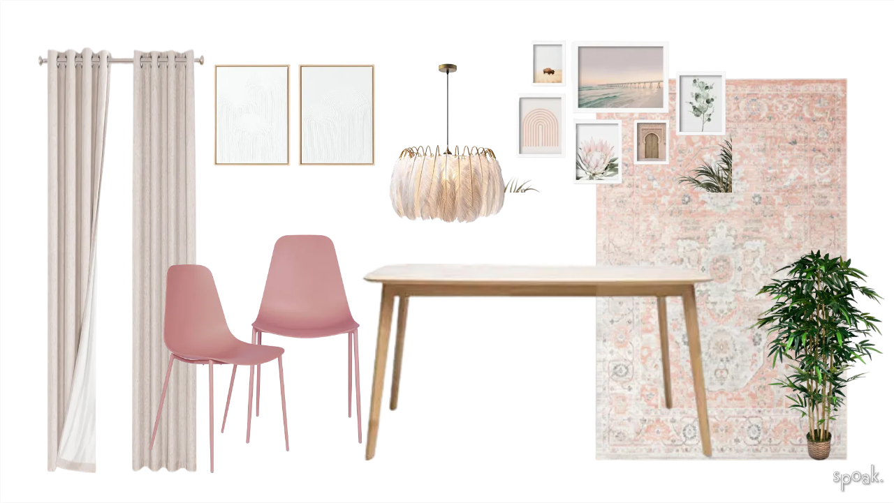 Boho Pink-Chic Dining Room Virtual Design